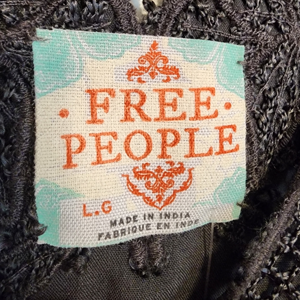 Free People Gray Embroidered Mini Dress Size Large NWT - Picture 9 of 9